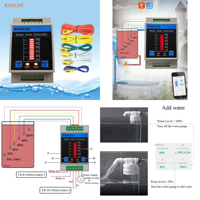 Wifi Water Sensor - جهاز استشعار مستوى المياه KONLEN مع