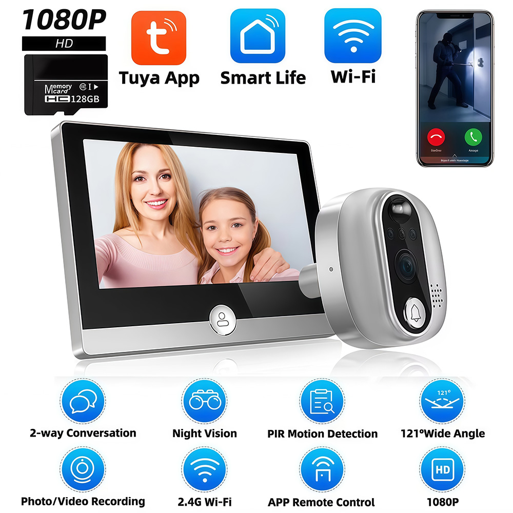 Smart Home Wiser - Tuya 1080P واي فاي جرس الباب