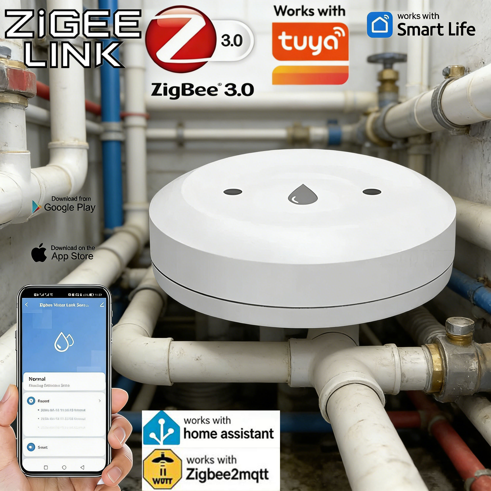 Smart Home Water Level Sensor - مستشعر تسرب المياه الذكي من تويا