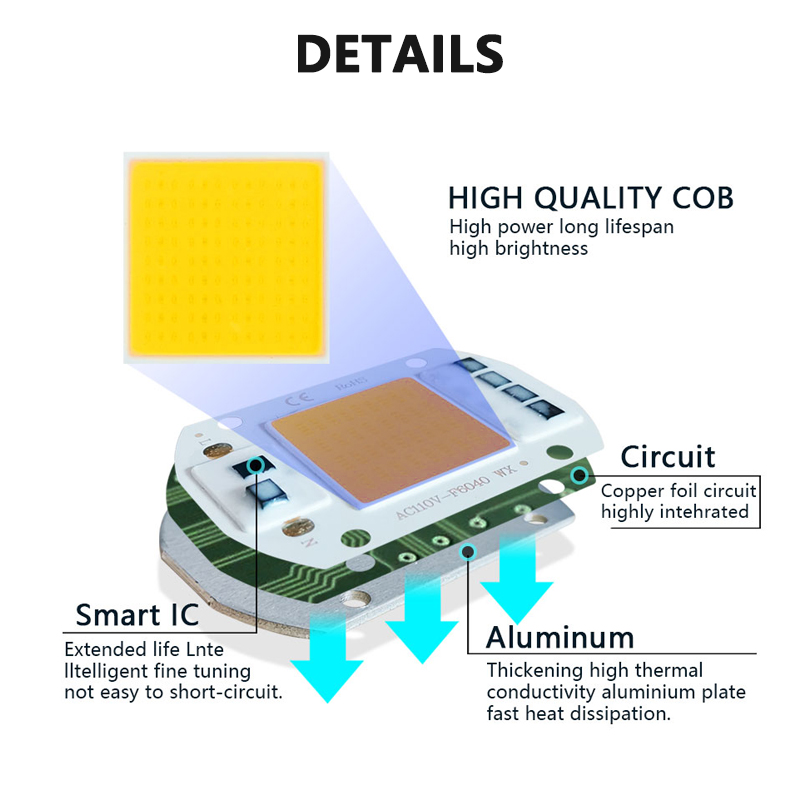 3000K 6000K LED COB رقاقة ضوء  - مراجعة Smart Home Outdoor وسعره
