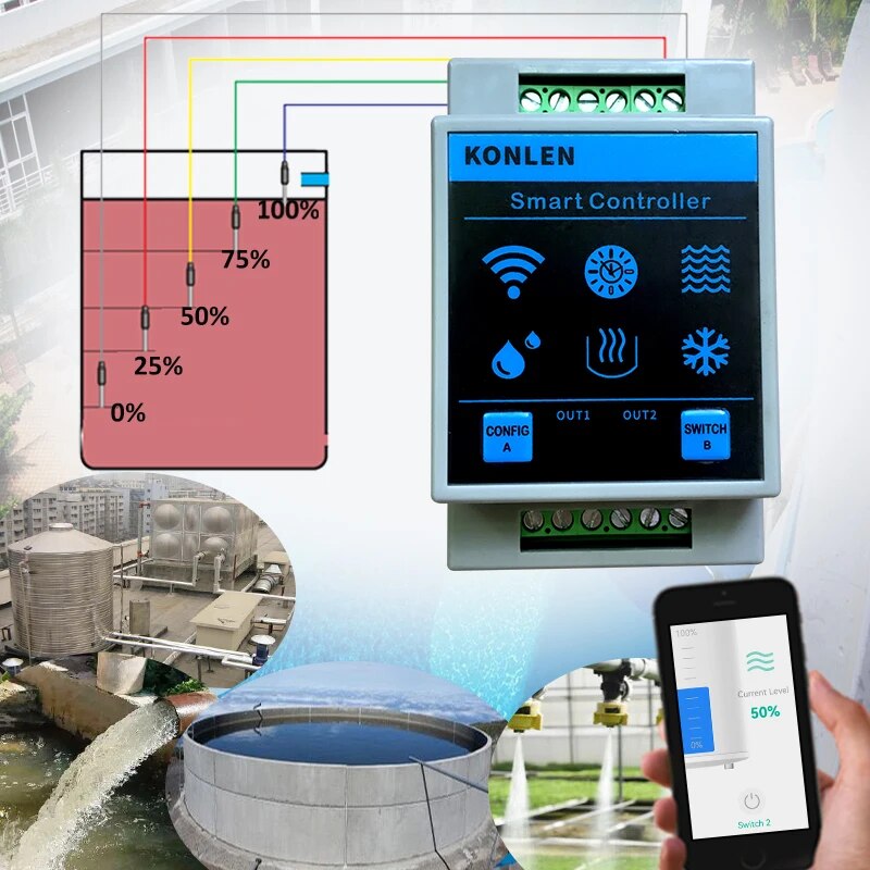 KONLEN Tuya مستشعر مستوى الميا - مراجعة Smart Home Water Level Sensor وسعره